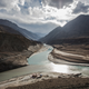 Where the Indus River and Zanskar River meet near Leh in Ladakh, India.